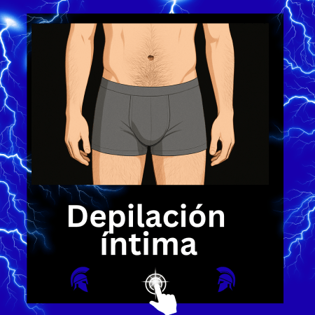 Imagen en caricatura de un joven en boxer para promover el servicio de depilacion temporal intima profesional